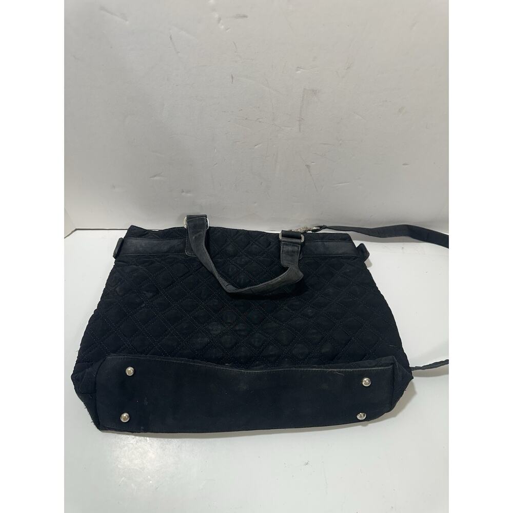 Vera Bradley Black Quilted Handbag Purse Tote Bag Double Handles Pockets - Picture 3 of 11